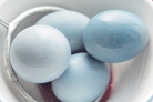 Яйца, крашенные каркаде (голубые)