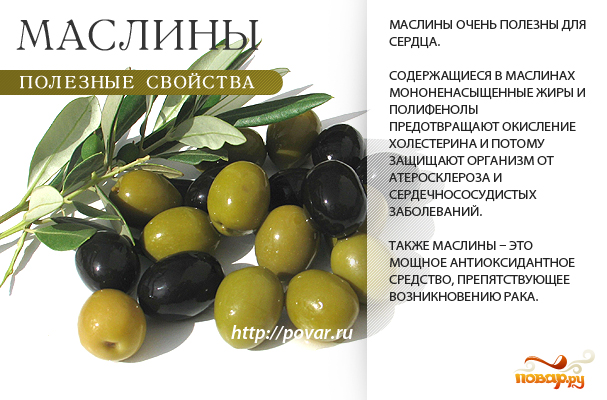 Маслины и оливки - полезные свойства